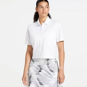 CALIA Pique Cropped Short Sleeve Golf Polo Shirt - white